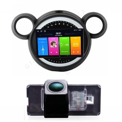 Radio de coche Android CarPlay Android Auto Radio con pantalla, Bluetooth, GPS Navi,WiFi,AM/FM/RDS, cámara de visión nocturna para Mini R56 Cooper, Cooper D, Cooper SD, Cooper S John Cooper