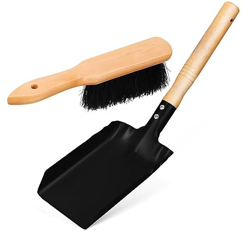 UPKOCH Kamin Besen Und Kehrschaufel Satz Klein Mit Holzgriff Leichte Kohle Und Aschekehrschaufel Weiche Borsten Schonend Für Kaminreinigung Tragbar Für Haushalt Camping Und Garten