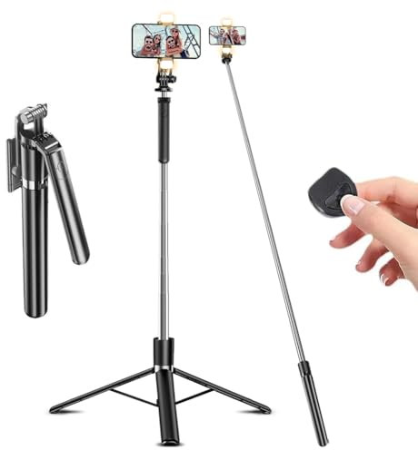 Phone Tripod & Selfie Stick, 180cm Aluminum All in One Extendable Tripod for Smartphone, Portable Travel Tripod Stand with Wireless Remote Control for Phone/Samsung/Android/Camera