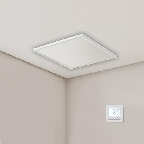 evokor Infrarotheizung Deckenmontage mit Thermostat 400W, Infrarot Deckenheizung mit Überhitzungsschutz, Heizplatte Heizkörper Heizpaneel, Elektroheizung Energiesparend-627 * 627mm