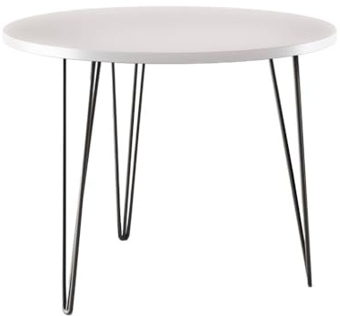 KOLM MIKA Stół okrągły - Esstisch Compatible with Küche/Wohnzimmer | Ø 90 cm | FSC-Zertifiziert | Modernes Design in Weiß