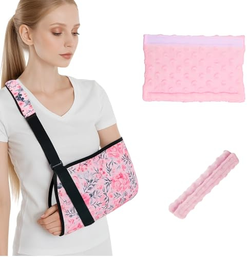 CYMNER Armschlinge linker arm Bunte Damen,mit weichen Schulterpolstern, Schulterbandage zur Verwendung bei Knochenbrüchen und Verletzungen, eine Arm Sling und zwei Schulterpolster.(Mehrfarbig)