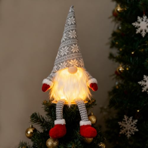 Celebration Directre Gnome Christmas Tree Topper, 23 Inch Large Tomte Gnome Santa Ornaments Plush Long legged Santa Elf Table Ornaments for Xmas Tree Home Fireplace Decorations