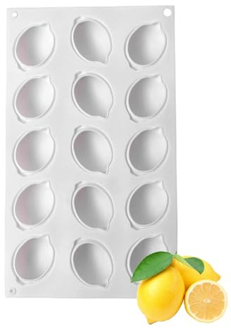 Fonyiunce Limone Molde de Silicon, Molde De Limón De 15 Agujeros, 29.8CM*17.4CM, Tarta de Limón fácil de desmoldar Moldes, Moldes Silicona Forma Limón, Para Magdalenas, Magdalenas, Pasteles