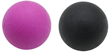 Pelota de masaje miofascial de lacrosse de tejido profundo para espalda y cuello, color negro y morado