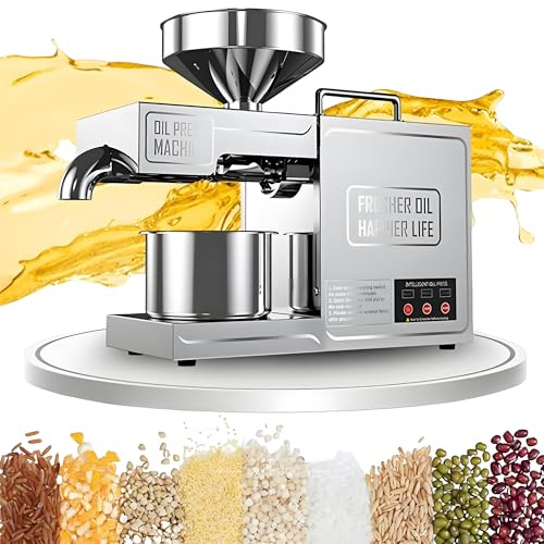 Kgfvesdc prensa aceite oliva 1000w,MáQuina De Prensado De Aceite Comercial, Control Temperatura MáQuina Prensa Aceite AutomáTica,Motor De Cobre Completo, Para Lino, Maní, Semilla De CáñAmo, SéSamo