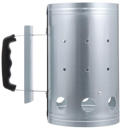 YARNOW Schneller Holzkohle Anzündkamin aus Verzinktem Blech mit Hitzeschild und Kunststoffgriff Großer BBQ Starter für Holzkohlegrill Outdoor Grillen