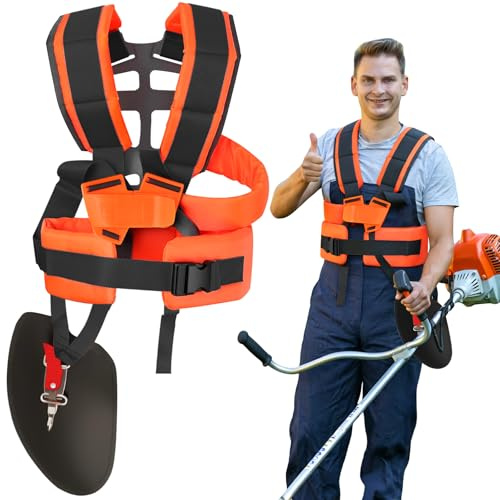 YGVQN Doppel-Schultergurt für Motorsense, Rasentrimmer und Freischneider – Robuster verstellbarer Nylon-Tragegurt für komfortable Gartenarbeit, universelles Zubehör für lange Haltbarkeit (Orange)