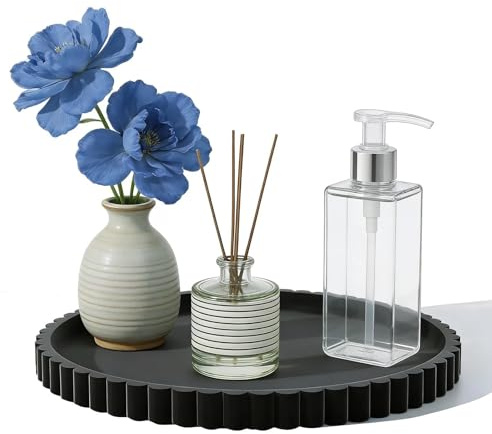 1 Black Silicone Decorative Tray, Wavy Vanity Perfume Tray 9 Inches