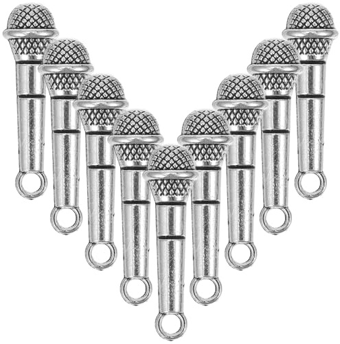 Veemoon Lot de 10 Mini Microphones Mini Microphones Miniatures pour Maison de Poupée Accessoires de Décor Réalistes Modèle Micro Petit Format pour Figurines et Scènes Miniatures Détaillés