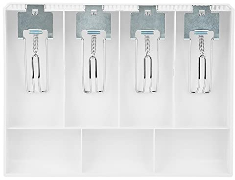 4 Slots Cash Drawer Insert Tray, Replacement Cash Register Tray with 4 Clips (White)