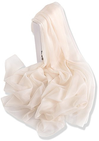 YFZYT Sommerschals Damen Mode weichen Schal Schal Hals Wrap Kopftuch Stola, Anti-UV Feder Stickerei Muster Chiffon Seidenschal Schal - Cremeweiß