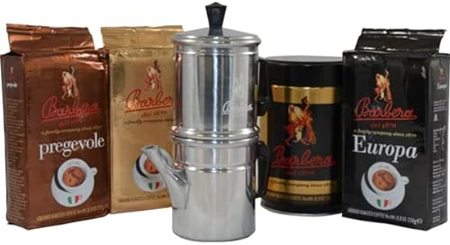 Caffè Barbera - Neapolitanische Mokka + Mischung aus gemahlenem Kaffee (4x250g)