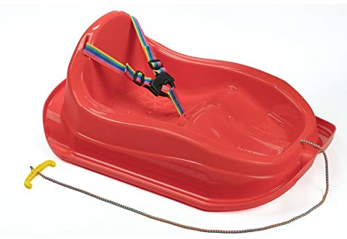 MARMAT Kinder Schlitten mit Sicherheitsgurt bis 3 Jahre (Rot)