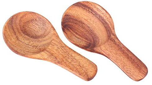 Hemoton - Cuchara de sal pequeña de madera para leche, en polvo, cuchara, cuchara medidora, especias, azúcar, sal, miel, cucharilla de té, perfecta para pequeños vasos, 2 unidades, 7.3 x 3.7 cm