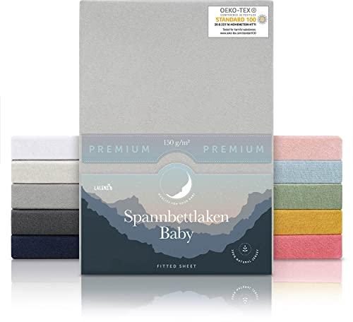 Laleni Premium Spannbettlaken 40x90 cm Babybett 2er Set | Oeko-TEX zertifiziertes Kinderwagen Spannbettlaken | 100% Baumwolle | Grau