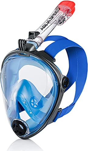 Aqua Speed Vollgesichtsmaske SPECTRA 2.0 | L/XL | Grau/Blau | Schnorchelmaske | Tauchmaske | Breites Sichtfeld | Für Kinder und Erwachsene