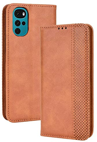 EASSGU Funda para Motorola Moto g22 (6.5 Inches) Carcasa con Interruptor Magnético de Cuero PU Flip Folio, [3 Ranuras para Tarjetas] [1 Wallet] Case - Marrón