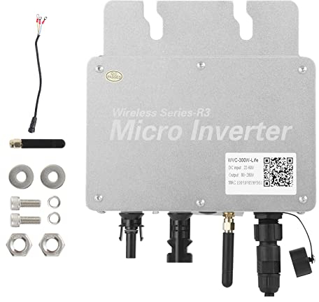 Jadeshay Solar Wechselrichter, 300W Micro Wechselrichter Grid Tie Inverter DC20V-60V MPPT Mikrowechselrichter Balkonkraftwerk mit Wi-Fi Mobiltelefon Überwachungssystem, Reine Sinuswellenausgabe