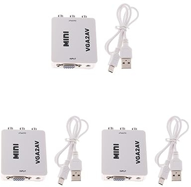 3 set of VGA to RCA AV Converter VGA2AV Audio Adapter Support 1080P NTSC PAL for PC