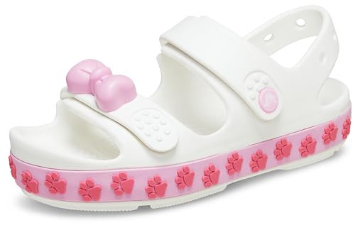 Crocs Unisex Bambino Crocband Cruiser Sandal T Sandalo, Pet White/Pink Tweed, 27/28 EU