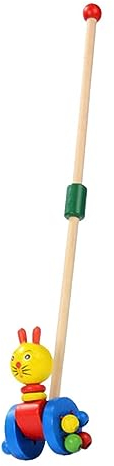 Colcolo Zugtierspielzeug zum Gehen, Schiebespielzeug aus Holz, entwickelt motorische Fähigkeiten, Schieben beim Gehen, Lernaktivitäten im Vorschulalter. Gehen, Katze