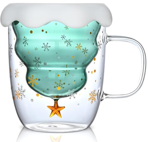 Joymaking Graziosa tazza di Natale regalo per vin brulé, tazza da caffè a doppia parete, bicchieri da tè, bicchieri di Natale