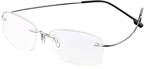 ABETOS Randlose Lesebrille Titan Herren Damen Ultra Leicht Klein Randlos Metall Lesehilfe Sehhilfe Mode Komfortable Rechteckig Rahmenlose Lesebrillen