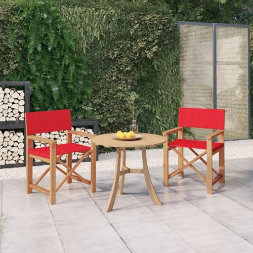 Gecheer Regiestühle 2 STK.Garten-Regiestuhl Gartenstuhl Holzstuhl Schminkstuhl Campingstuhl Stuhl Sessel Gartenmöbel Loungesessel Regiesessel Klappstuhl 57,5 x 54,5 x 85 cm (B x T x H) Teak-Hartholz