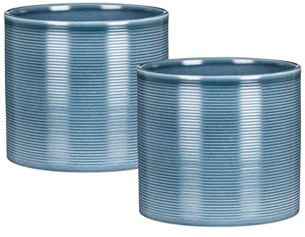 Scheurich Blumentopf 2er Set aus Keramik, Blau, Ø 16 cm, H 15 cm