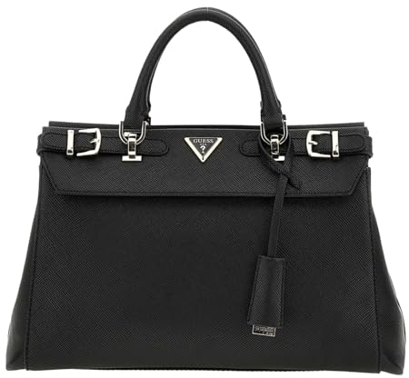 GUESS Damen Levante Luxury Satchel Schulranzen, Tragegriff Oben, Schwarz
