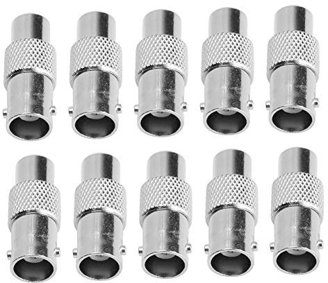 Beufee 10 Pcs BNC To RCa Adaptor, BNC Female To RCa Male Connector for CCTV Audio Video CCTV Camera Equipment