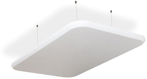SILENT4® Schallabsorber Decke 114x72x4cm Akustikbild Akustikpaneele aus Akustikvlies, Seilmontage, messbar verbesserte Raumakustik durch Akustikplatten in Weiß