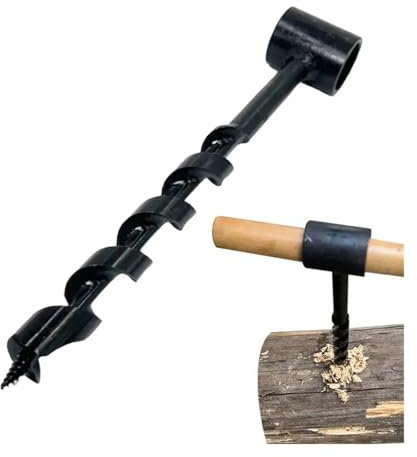 Bushcraft Trapano a mano Trapano a coclea manuale in acciaio al carbonio Trapano manuale portatile for sopravvivenza Punta da trapano autofilettante Strumento for punzonatura for legno(19 x 230mm)