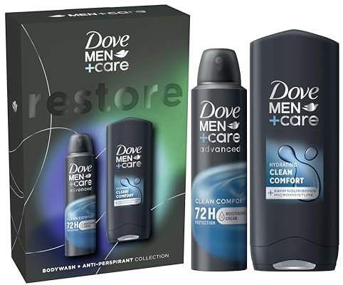 Dove Men+Care Restore Collection Gift Set body wash and anti-perspirant deodorant for all-day comfort and protection 2 piece