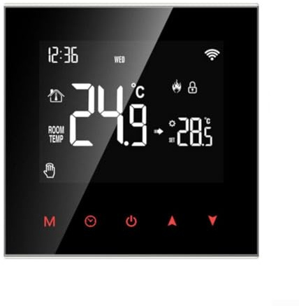 Eawfgtuw Touch Screen Temperature Controller Smart Thermostat,Voice Control WiFi Thermostat For For Underfloor Heating,For Combi Boiler Programmable Thermostat(Electric Heater 16A Wifi)