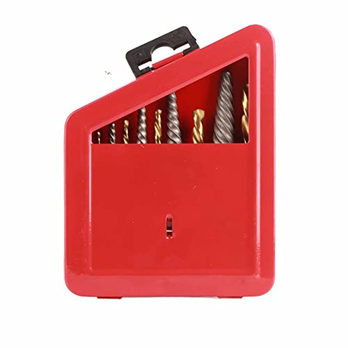Left Hand Drill Bit 10pcs Screw Extractor Drill Bit Portable Screw Remover Extractor Set for Removing Damaged Bolts, Studs, and Screws in Machines and Equipment, with Metal Case