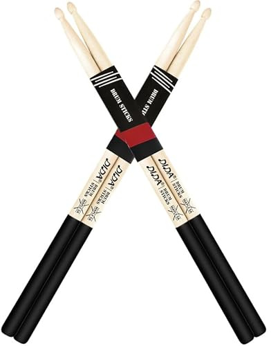 Drum Sticks for Drums, Natural Solid Wood丨Weight Balanced丨Non-Slip Grip, Live Performance & Drum Kit Practice Accessories, Percussion Drumsticks for Professional Beginner (2 Pairs, 5A)