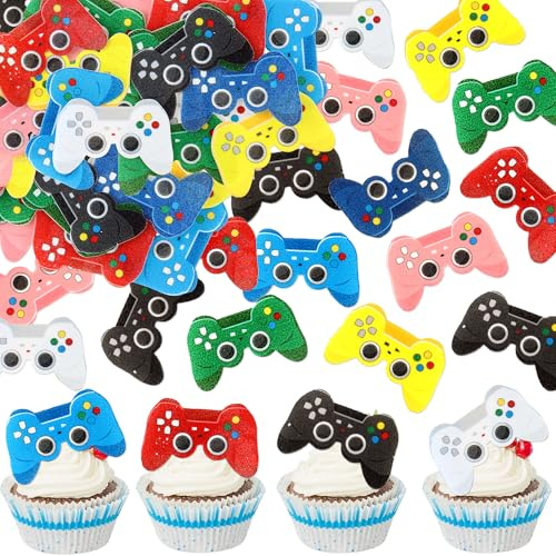 Blumomon 48 Stück Essbare Kuchen Dekoration Videospiel Kuchen aufsatz Gaming Dekoration Level Up Videospiel Cupcake topper