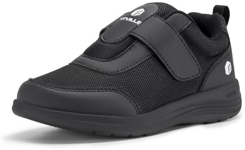 FitVille Extra Weit Schuhe mit Klettverschluss Damen Seniorenschuhe Nahtloser Gesundheitsschuhe Walkingschuhe Rutschfeste Pflegeschuhe für Breite Füße Jetschwarz EU 40 X-Weit