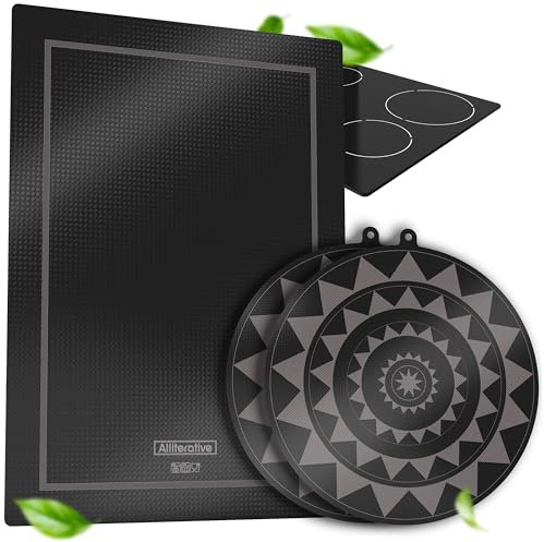 Alliterative® Induktionsmatte, Induktionskochfeld schutzmatte Glasfaser verstärkt mit Farbwechsel-Funktion Abdekung für Induktionsherdplatte, Induktionsschutzmatte Ultra-Robust Herdschutz