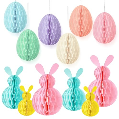 JSTHHTT 12 Piezas Pascua Decoracion para Colgar Decoracion, Conejos de Pascua Decoracion, Huevos de Pascua, Decoración Colgante de Conejo, Reutilizables, para Pascua Fiesta de Primavera