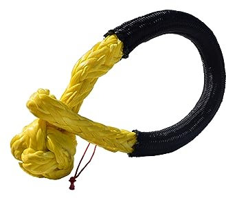 Manilles synthétiques Jaunes de 5mm * 80mm, Sangles de récupération de remorquage de Corde de treuil de Manille Souple synthétique Flexible de Voiture de Fibre synthétique