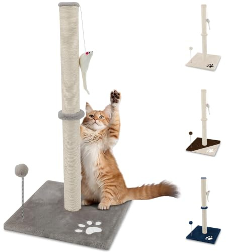 Beltom® Tiragraffi per gatti 81,5 cm. Parco Gioco Giochi GRAFFIATOIO SISAL Cuccia Albero Gatti Tira Graffi Palestra - Grigio