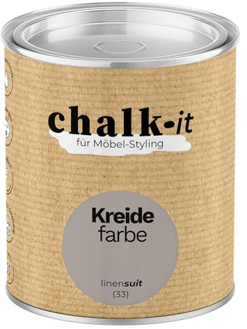 chalk-it Kreidefarbe 125ml (33) Linen Suit Möbel Farbe Shabby Chic Holzlack | Natur Vintage Look Möbellack Erfüllt EN71-3 Sicher Kindermöbel Spielzeuge