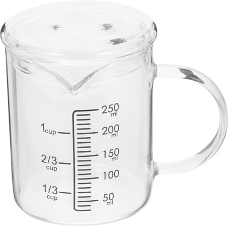 GALPADA Tasse à Mesurer En Verre Avec Échelle 250 Ml Verre Résistant à La Chaleur Graduation Claire Cuisine Maison Avec Couvercle Usage Cuisson Liquide