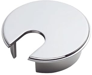 Kooples Hardware Heavy Pattern Cable Tidy – Reinforced Grommet Cover – Desk & Worktop Wire Management Port (Polished Chrome)