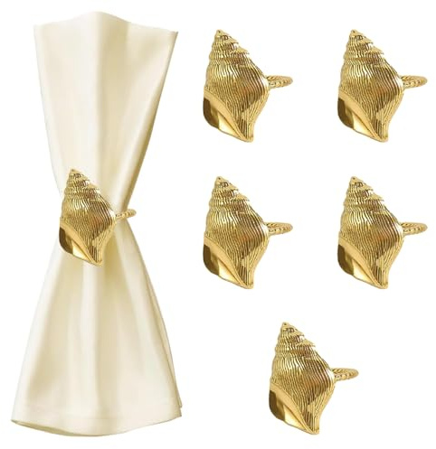 Set di Anelli per Tovaglioli Marino, 6 Pezzi Portatovaglioli a Forma di Foglia di Aragosta/Conchiglia/Stella Marina/Cavalluccio Marino, Porta Tovaglioli in Acciaio Inox per Feste Matrimoni Cene