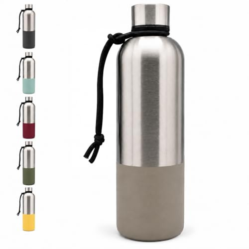 T&N Vattenflaska 1 l kolsyra, läckagesäker, lämplig för sport, skola och kontor, vattenflaska gym, lätt att bubbla, sportflaska 1 liter, BPA-fri, okrossbar, rostfritt stål