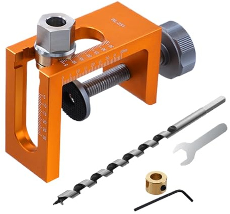 Renchey Gabarit de Montage de Portes d'Armoire | Guide de Montage pour Charnières de 10mm en Menuiserie - Quincaillerie de Positionnement en Métal pour Perçage de Trous en Menuiserie pour Meubles